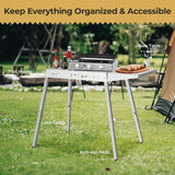 Portable Grill Prep Table with Adjustable and Folding Legs, 304 Stainless Steel BBQ Grill Stand for Tabletop Griddle and Pizza Oven T0124SA