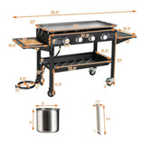 Portable Outdoor 4 Burner Propane Flat Top Gas Grill W/ Wheels, 60K BTU (SAK66104)