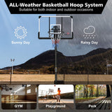 Portable Outdoor All-Weather Height Adjustable Basketball Hoop With 44-Inch Backboard And Wheels, 10FT (SAK58741)