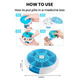 Portable Push Button Rotating Round Case Once A Day Daily Medicine Organizer