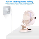 Portable Quiet Rechargeable Clip-On Fan