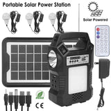 Portable Solar Power Station with Flashlight and 3 Lighting Bulbs