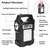 Portable Solar Power Station with Flashlight and 3 Lighting Bulbs