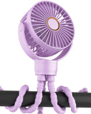 Portable Stroller Mini Fan, Small Rechargeable Personal Fan, Baby Travel Essentials for Wagon, Car Seat, Treadmill, Battery Powered Biking Gear Accessories, 360° Rotation, 3-Speed, Display, Black