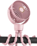 Portable Stroller Mini Fan, Small Rechargeable Personal Fan, Baby Travel Essentials for Wagon, Car Seat, Treadmill, Battery Powered Biking Gear Accessories, 360° Rotation, 3-Speed, Display, Black