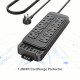 Power Strip Plug with 10-Outlets, 6 USB Ports and 2 USB-C