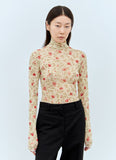 Prada Women Printed Stretch Tulle Bodysuit