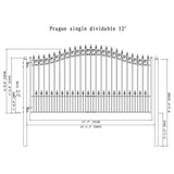 [12-18FT] Heavy-Duty Prague-Style Powder-Coated Galvanized Steel Dual Swing Driveway Gate (SAK48530)