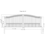 [12-18FT] Heavy-Duty Prague-Style Powder-Coated Galvanized Steel Dual Swing Driveway Gate (SAK48530)