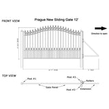 [12-18FT] Heavy-Duty Prague-Style Premium Steel Sliding Driveway Gate (SAK71492)