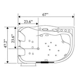 Nuvia Cayman 67-Inch Premium 2-Person 16-Jet Whirlpool Hydromassage Bathtub (SAK72851)