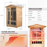 Thermora Premium 2-Person Indoor Outdoor Low EMF FAR-Infrared Hemlock Wood Personal Home Sauna Spa, 1750W (SAK27451)