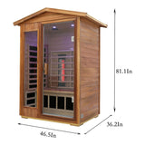 Thermora Alveron 2-Person Outdoor Mahogany Low EMF Far Infrared Sauna With Bluetooth Audio And LED Lights (SAK83719)