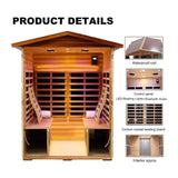 Thermoa Valois Premium 4-Person 2050W Luxury Low EMF Outdoor FAR Infrared Home Sauna With Bluetooth Audio (SAK15372)