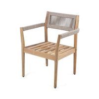 Premium 5-Piece Outdoor Acacia Wood Patio Furniture Set With Braided Dining Chairs, Cushions, And Dining Table (SAK26754)