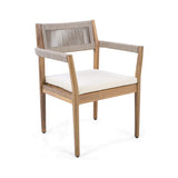 Premium 5-Piece Outdoor Acacia Wood Patio Furniture Set With Braided Dining Chairs, Cushions, And Dining Table (SAK26754)
