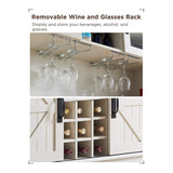 Nuvia Premium 72-Inch Home Bar Wine Cabinet W/ Sliding Barn Door (SAK12947)