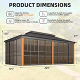 Alora Solstice Premium All-Season Outdoor Wood Grain Sunroom With Sliding Doors And Double Top Roof (SAK58317)