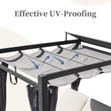 Alora Premium Aluminum Outdoor Patio Daybed With Retractable Canopy And Double Chaise Lounge (SAK17682)