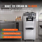 Premium Commercial 3-flavor Freestanding Soft Serve Ice Cream Machine Maker, 21-31 L/H (SAK21874)
