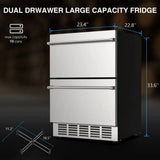 Premium 5.3 Cu.Ft Double Drawer Stainless Steel Built-In Wine Beverage Undercounter Refrigerator (SAK92576)
