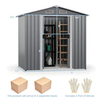 [06X04FT] Premium Garden Galvanized Steel Storage Shed W/ Lockable Sliding Doors (SAK75842)