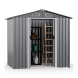 [06X04FT] Premium Garden Galvanized Steel Storage Shed W/ Lockable Sliding Doors (SAK75842)