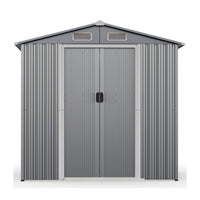 [06X04FT] Premium Garden Galvanized Steel Storage Shed W/ Lockable Sliding Doors (SAK75842)