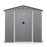 [06X04FT] Premium Garden Galvanized Steel Storage Shed W/ Lockable Sliding Doors (SAK75842)