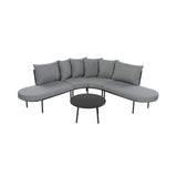 Premium Half- Moon 6-Person Curved All-Weather Outdoor Furniture Sofa Patio Set With Coffee Table And Cushions (SAK76332)