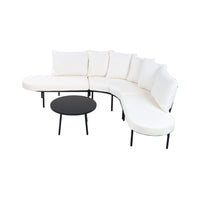 Premium Half- Moon 6-Person Curved All-Weather Outdoor Furniture Sofa Patio Set With Coffee Table And Cushions (SAK76332)