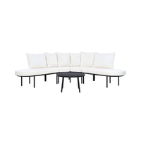 Premium Half- Moon 6-Person Curved All-Weather Outdoor Furniture Sofa Patio Set With Coffee Table And Cushions (SAK76332)