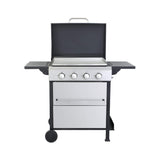 Premium Outdoor 4-Burner Propane BBQ Grill With Foldable Side Tables, Hanging Basket, And Cooking Grids (SAK53213)