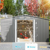 Alora Premium Outdoor Galvanized Steel Backyard Storage Shed W/ Dual Lockable Sliding Doors, 11x13' (95382641)
