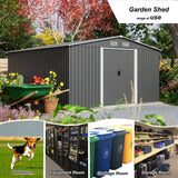 Alora Premium Outdoor Galvanized Steel Backyard Storage Shed W/ Dual Lockable Sliding Doors, 11x13' (95382641)