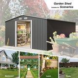 Alora Premium Outdoor Galvanized Steel Backyard Storage Shed W/ Dual Lockable Sliding Doors, 11x13' (95382641)
