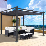 [10x13FT] Premium Outdoor Patio Retractable Pergola With Canopy (SAK01864)