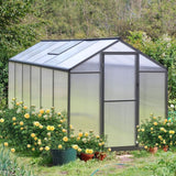 [06X12FT] Premium Polycarbonate Gray Walk-In Greenhouse Kit With Adjustable Vent And Lockable Door (SAK35264)