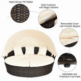 Alora Premium 76-Inch Round Outdoor Patio Rattan Daybed W/ Canopy & Table (SAK96418)