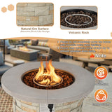 Alora Premium Round Outdoor Propane Patio Gas Fire Pit Table W/ Lava Rock & Cover, 36" (SAK24173)
