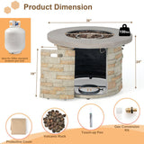 Alora Premium Round Outdoor Propane Patio Gas Fire Pit Table W/ Lava Rock & Cover, 36" (SAK24173)