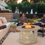 Alora Premium Round Outdoor Propane Patio Gas Fire Pit Table W/ Lava Rock & Cover, 36" (SAK24173)