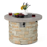 Alora Premium Round Outdoor Propane Patio Gas Fire Pit Table W/ Lava Rock & Cover, 36" (SAK24173)