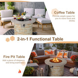 Alora Premium Round Outdoor Propane Patio Gas Fire Pit Table W/ Lava Rock & Cover, 36" (SAK24173)