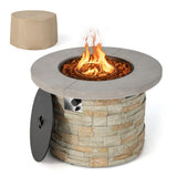 Alora Premium Round Outdoor Propane Patio Gas Fire Pit Table W/ Lava Rock & Cover, 36" (SAK24173)