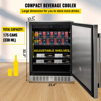 Premium Single Door Stainless Steel Built-In Wine Beverage Undercounter Refrigerator, 5.3 Cu.Ft. (SAK95276)