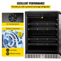 Premium Single Door Stainless Steel Built-In Wine Beverage Undercounter Refrigerator, 5.3 Cu.Ft. (SAK95276)