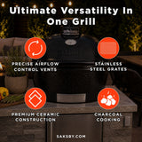 Primo Oval Large 300 Ceramic Kamado BBQ Grill W/ Stainless Steel Grates [PGCLGH] (SAK14871)