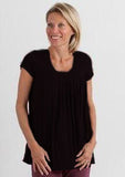 Clearance Women's Bamboo Viscose Pleated Lounge Top Black