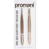 Promani Rose Gold Tweezer Set for Brow Shaping 2-Piece